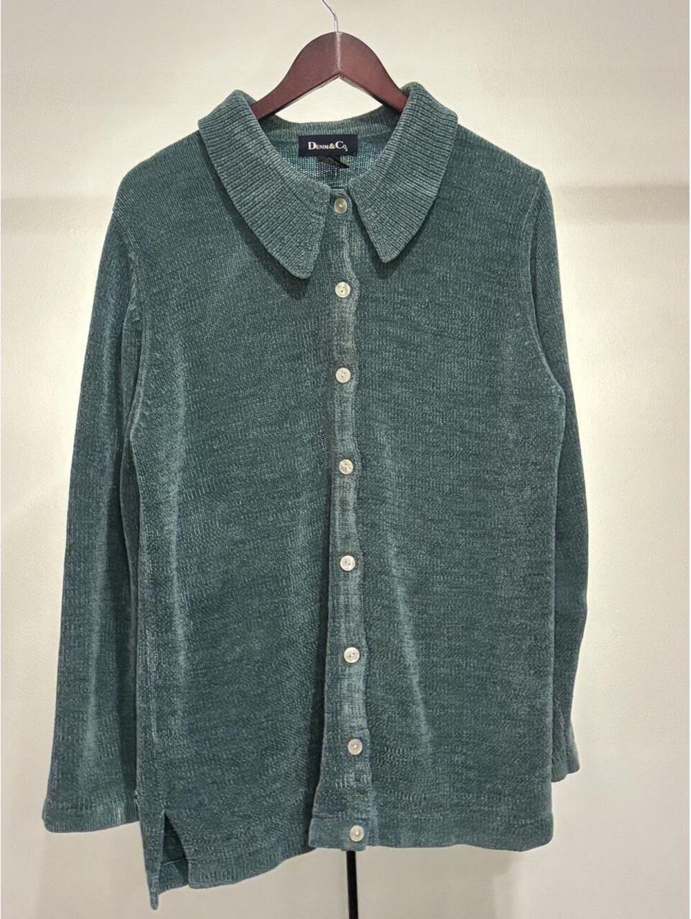 Denim & Co. Women's Green and Blue Cardigan